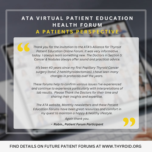 ATA Virtual Patient Education Health Forum A Patient's Perspective